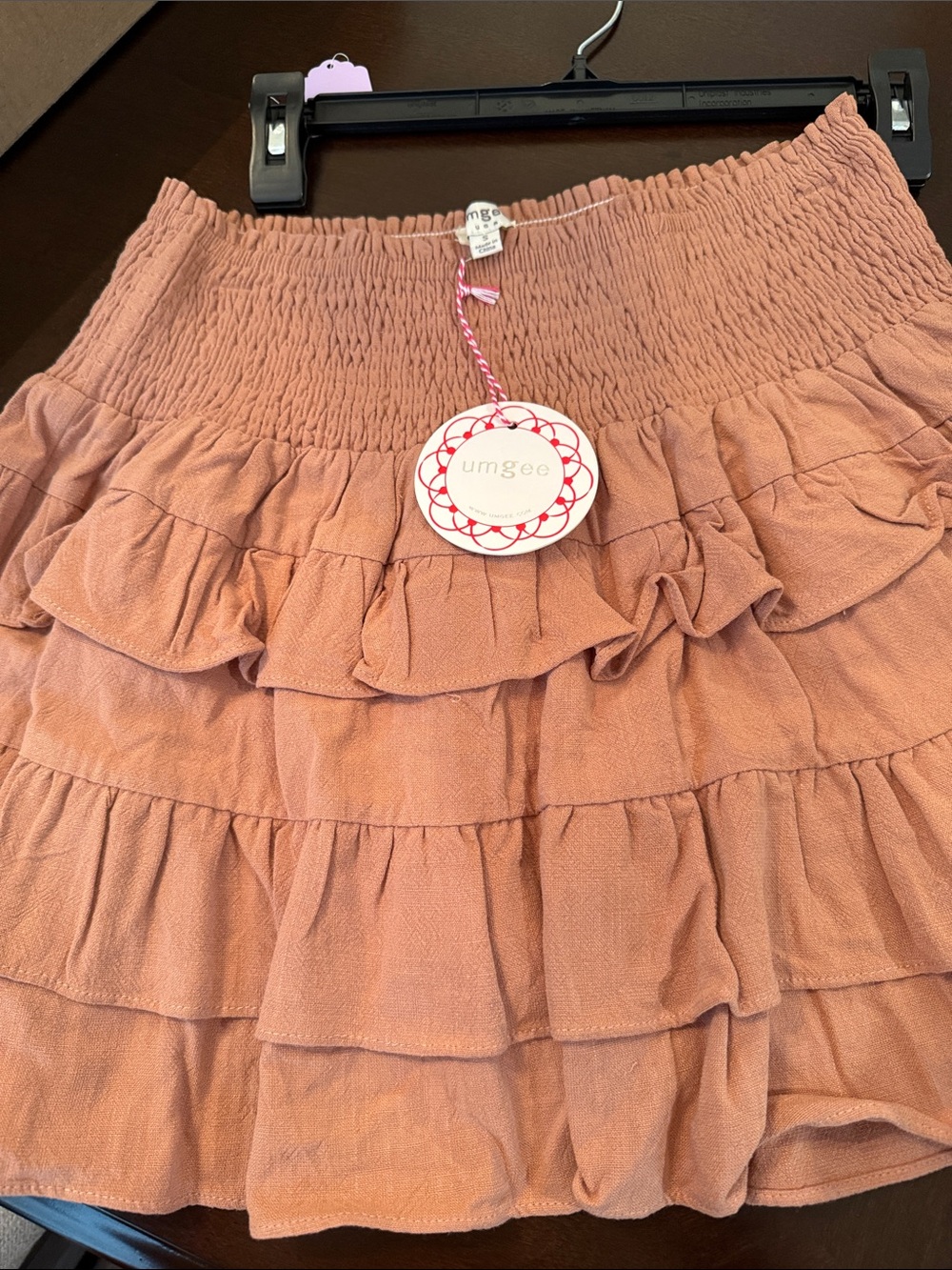 Umgee Rust Ruffle Tiered Mini Skirt - Picture 4 of 4